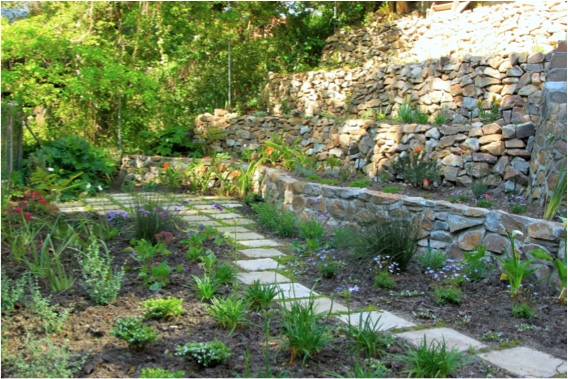 Melba - Completed installation with a fire pit and indigenous plants